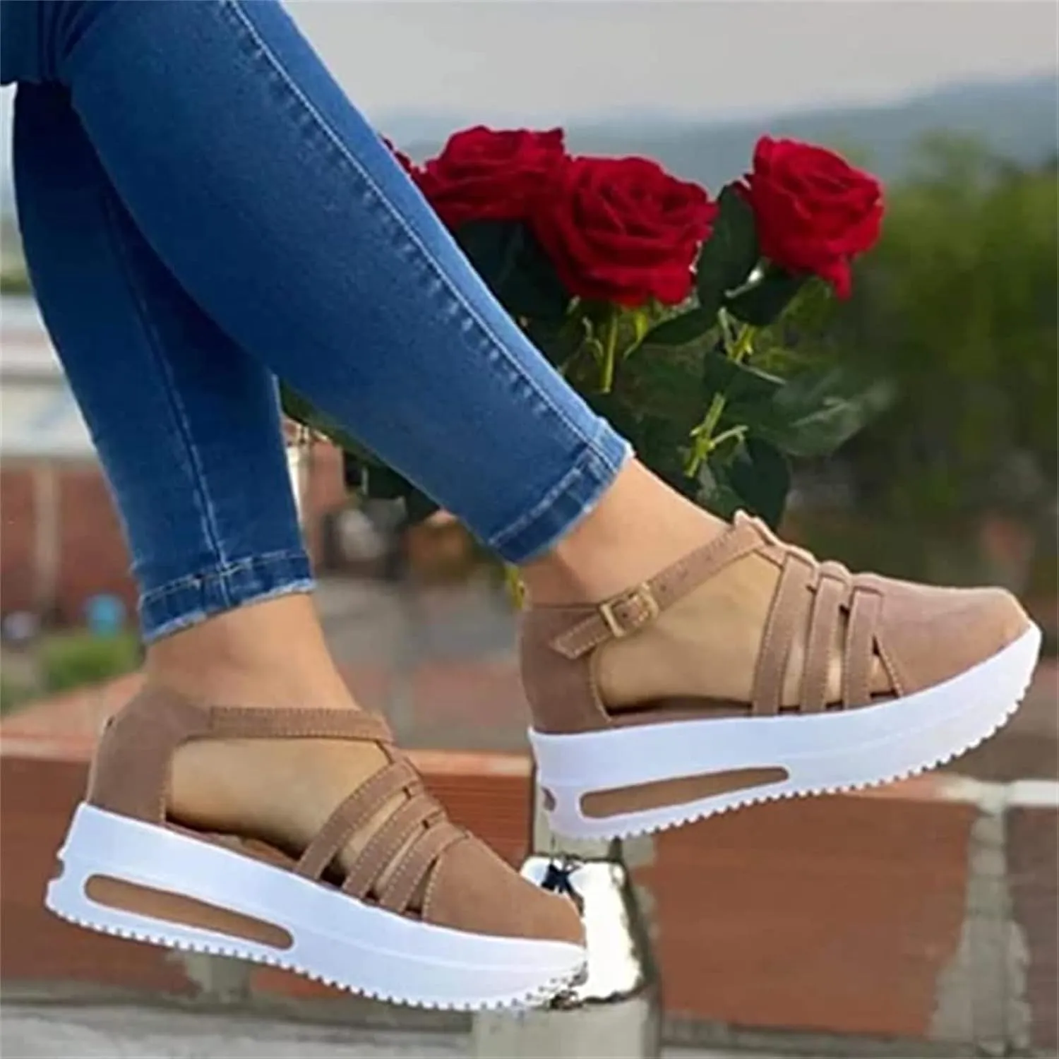 Ladmiple Shoes For Women Sneakers Slip Ons Memory Foam Comfort Walking Shoes Fashion Casual Summer Platform Flats Loafer