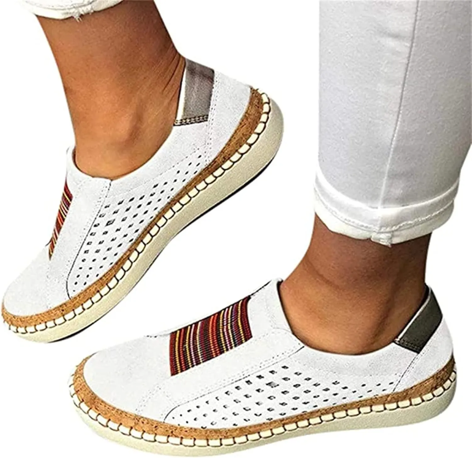 Ladmiple Shoes For Women Sneakers Slip Ons PU Leather Shoes Low Top Lace Up Casual Fashion Walking Platform Flats Loafer