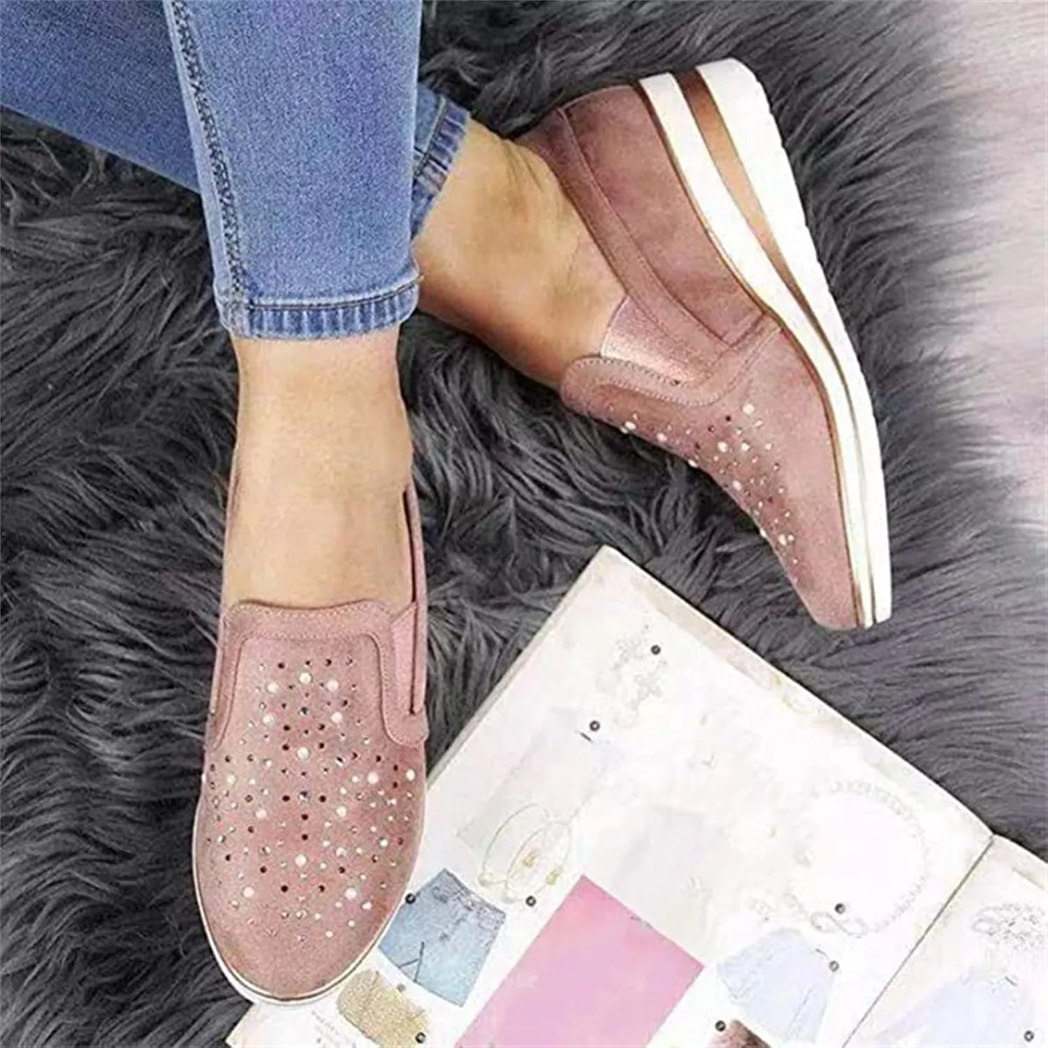 Ladmiple Shoes For Women Sneakers Trendy Low Top Lace Up Casual Fashion Lightweight Comfortable Walking Flats Loafers