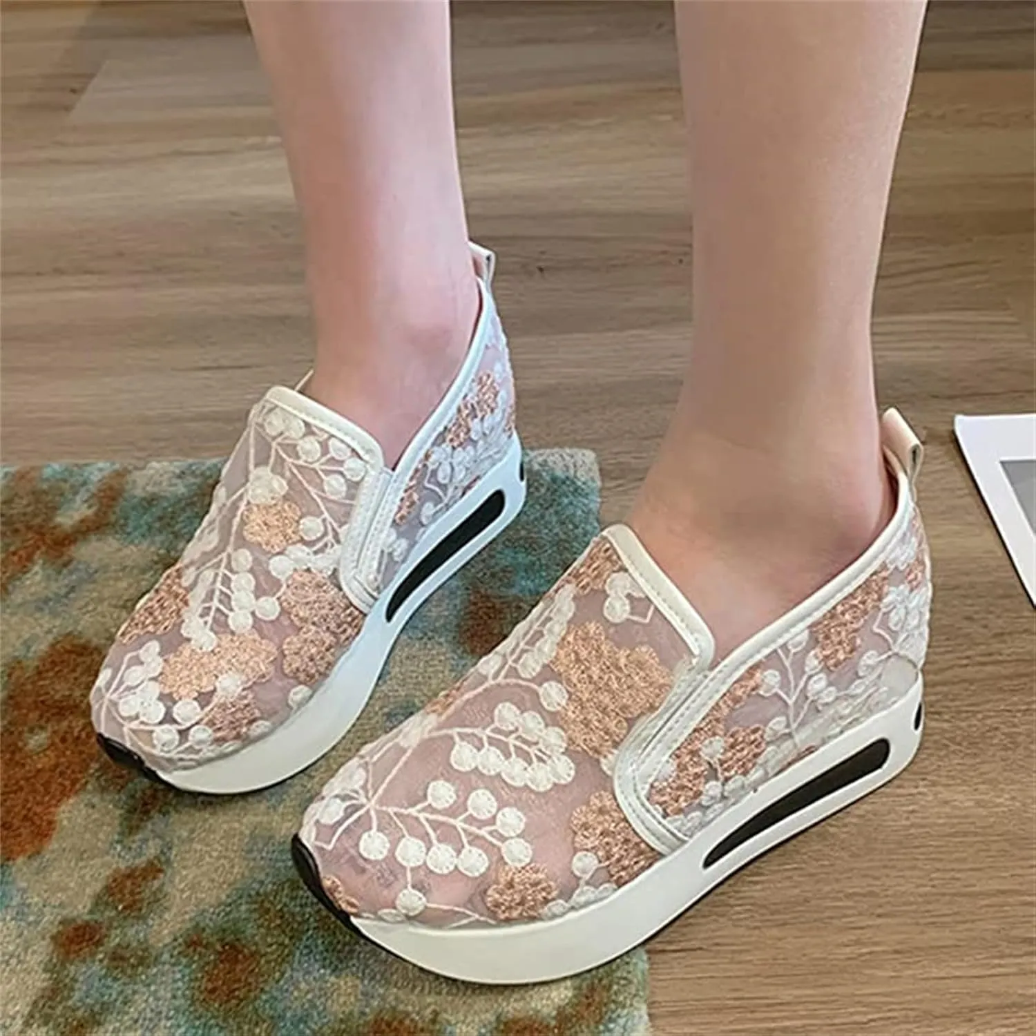 Ladmiple Sneakers For Women Comfortable Shoes Fashion Slip On Walking Shoes Dressy Casual Summer Platform Flats Loafers