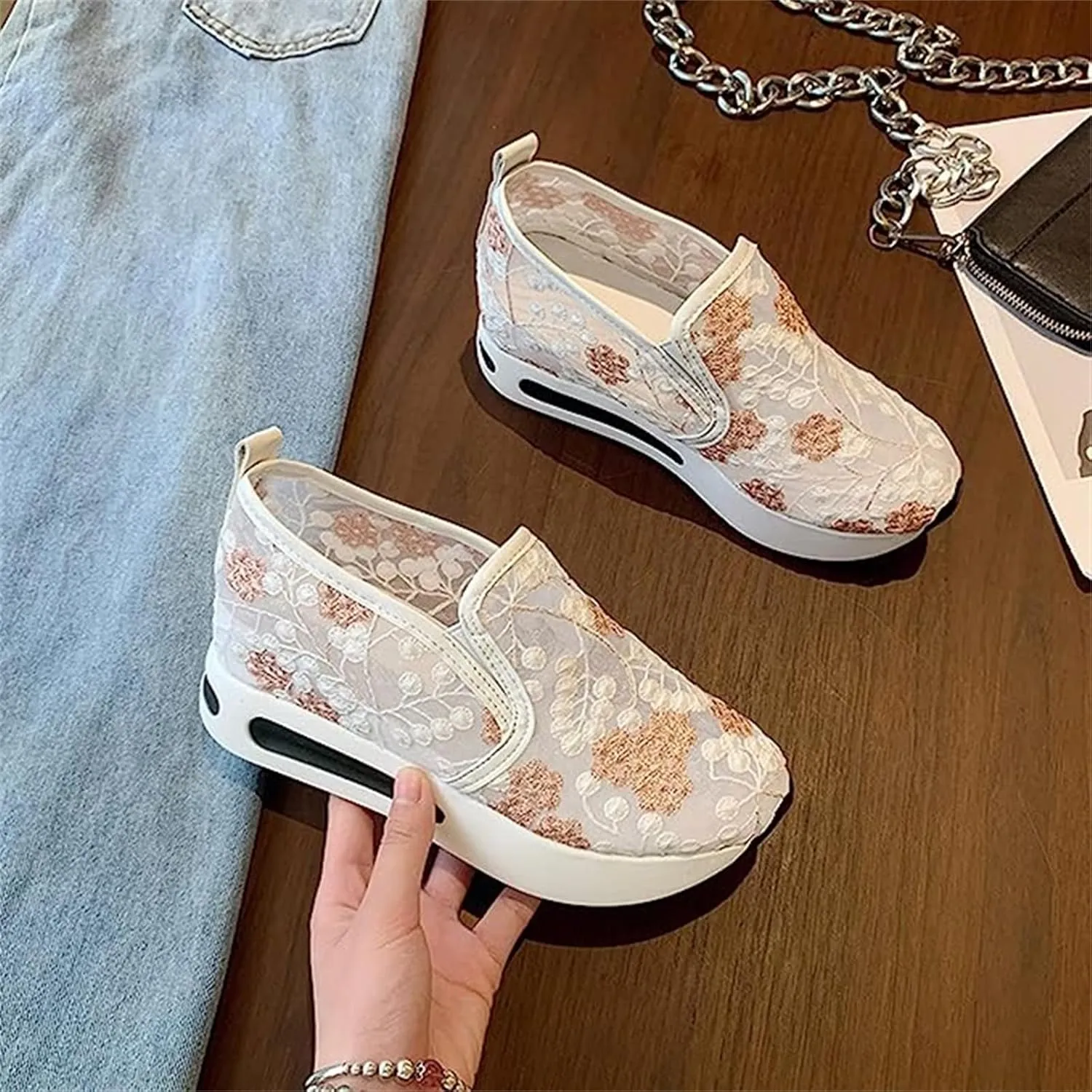 Ladmiple Sneakers For Women Comfortable Shoes Fashion Slip On Walking Shoes Dressy Casual Summer Platform Flats Loafers