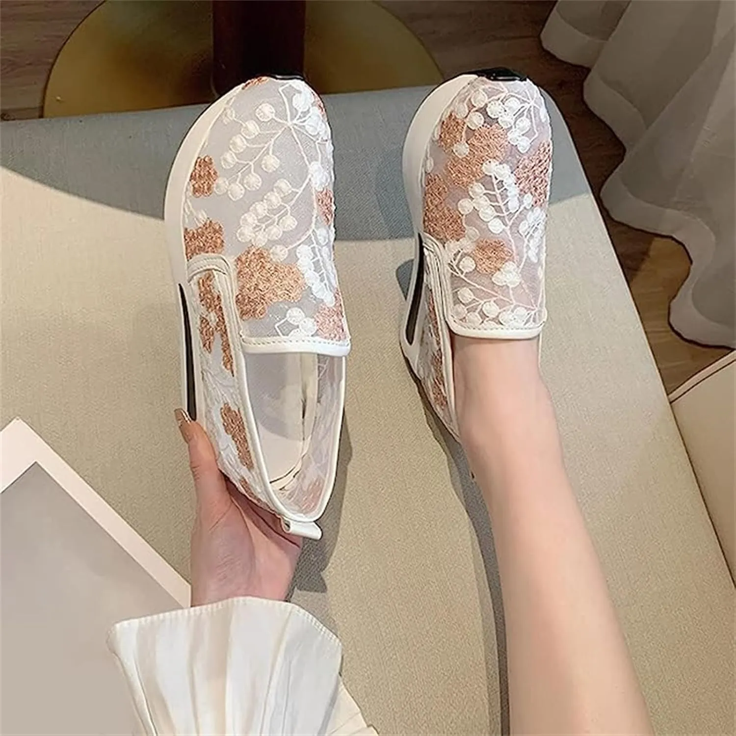 Ladmiple Sneakers For Women Comfortable Shoes Fashion Slip On Walking Shoes Dressy Casual Summer Platform Flats Loafers