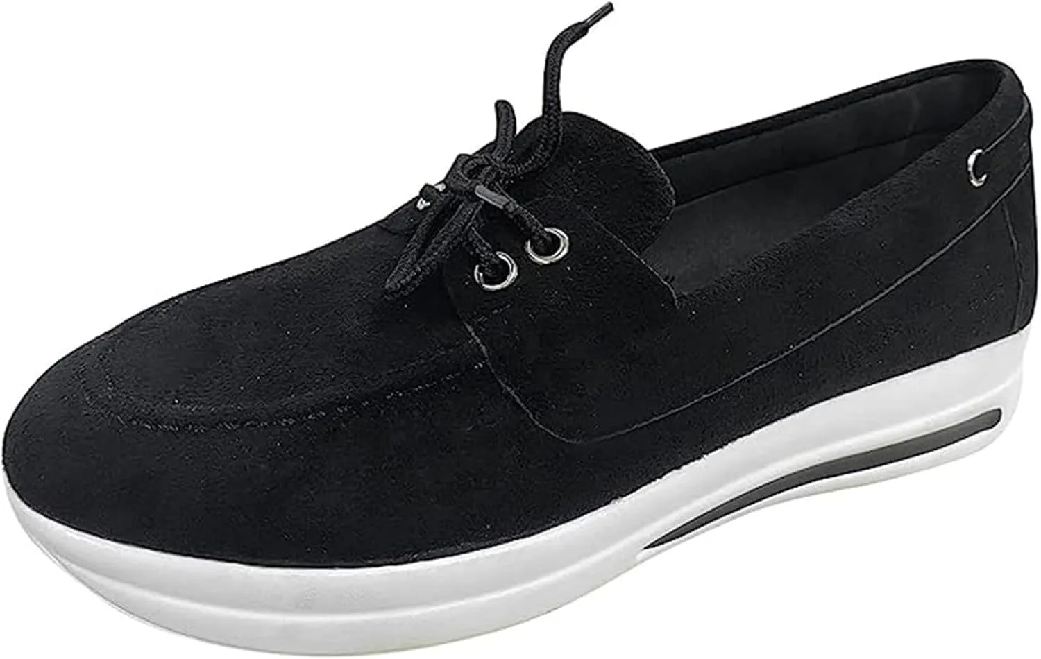Ladmiple Sneakers For Women Slip On Wide Width Casual Leather Walking Shoes Dressy Casual Summer Lace Up Platform Loafer
