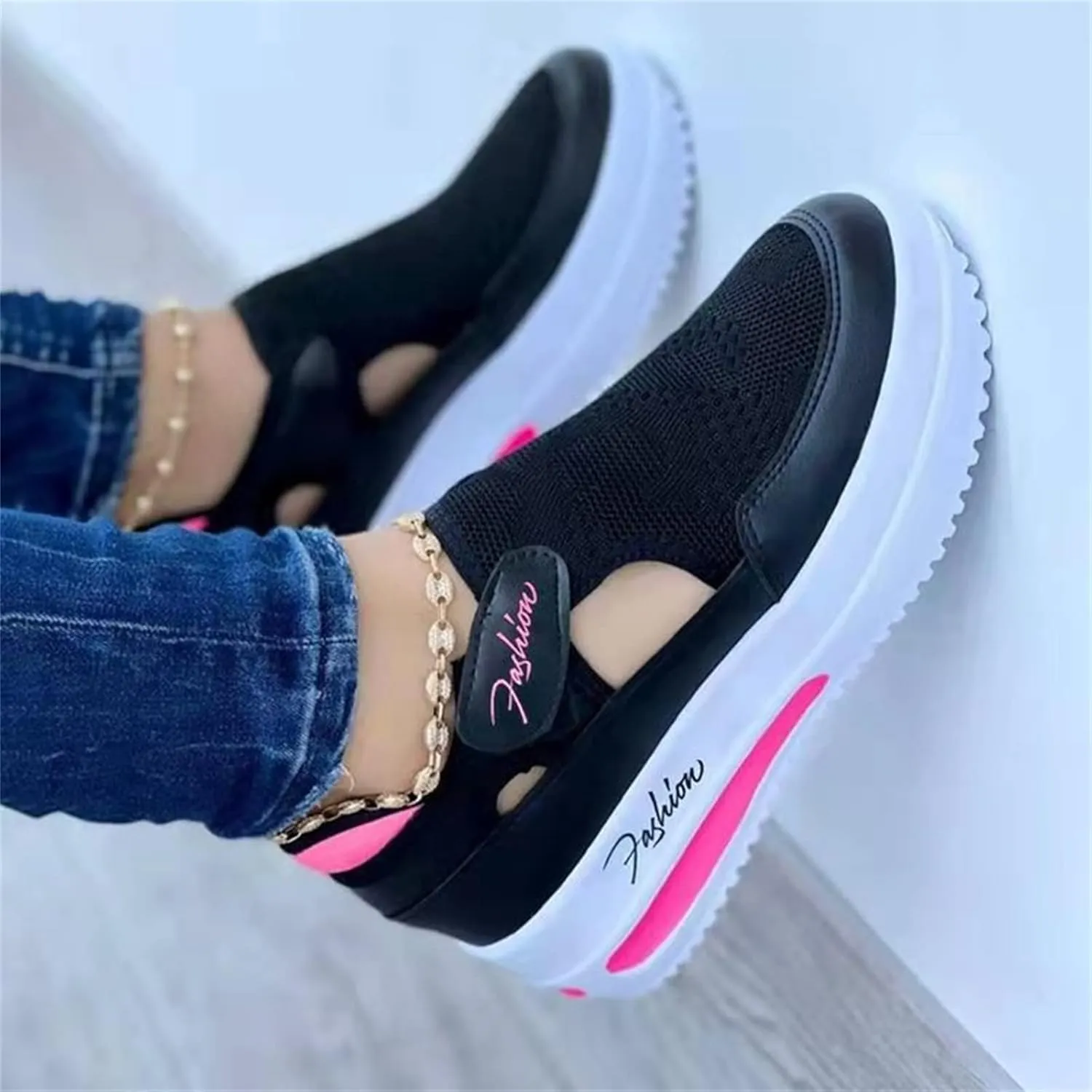 Ladmiple Sneakers For Women Slip On Wide Width Lace ups Casual Canvas Walking Shoes Dressy Summer Fashion Flats Loafers