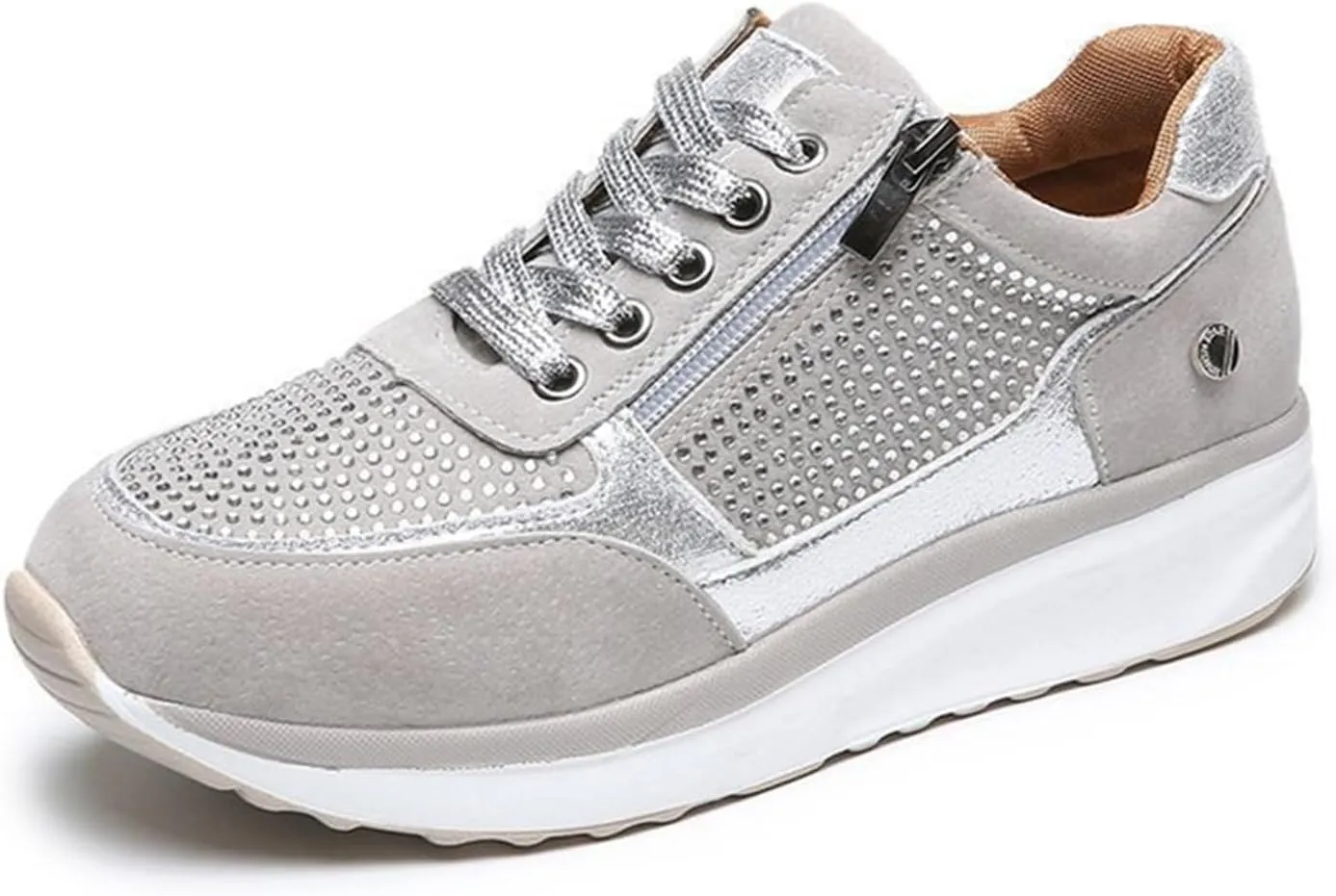 Ladmiple Sneakers For Women Walking Shoes Wide Width Slip on Glitter Shoes Fashion Dressy Summer Sparkly Flats Loafers
