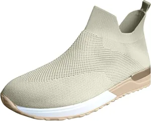 Ladmiple Walking Shoes Women Arch Support Slip On Sneakers Memory Foam Lightweight Casual Athletic Running Sneakers for Gym