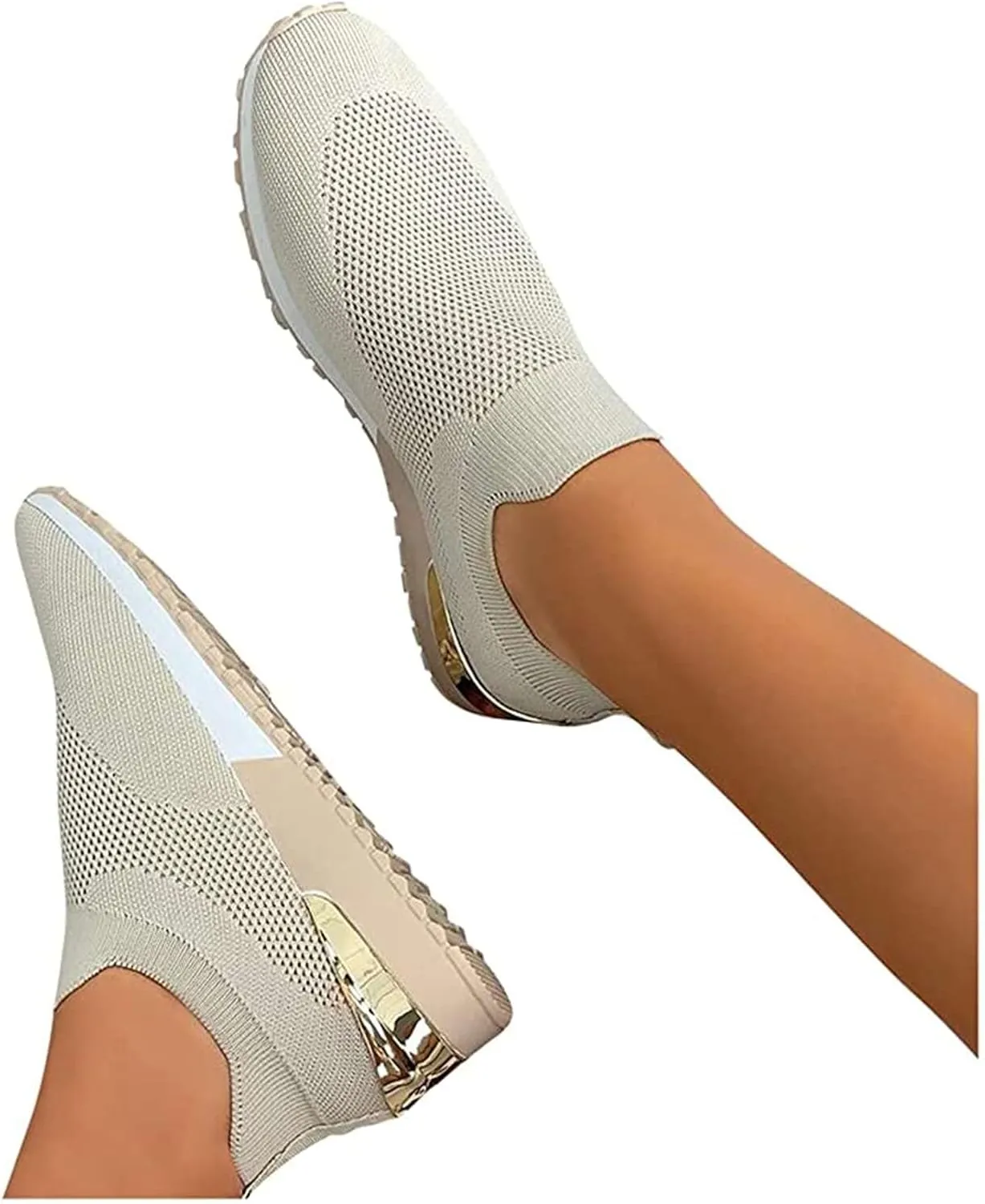 Ladmiple Walking Shoes Women Arch Support Slip On Sneakers Memory Foam Lightweight Casual Athletic Running Sneakers for Gym