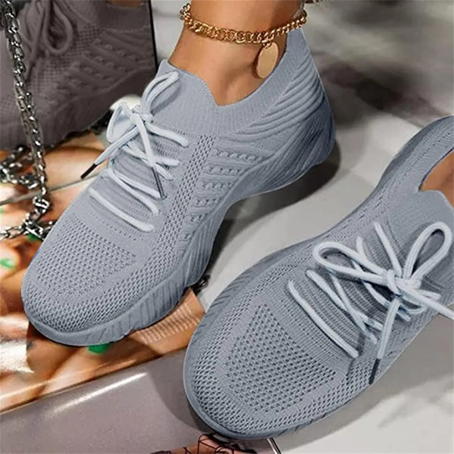 Lausiuoe Shoes For Women Sneakers Wide Width Athletic Walking Shoes Casual Mesh Slip On Comfortable Work Sock Sneakers
