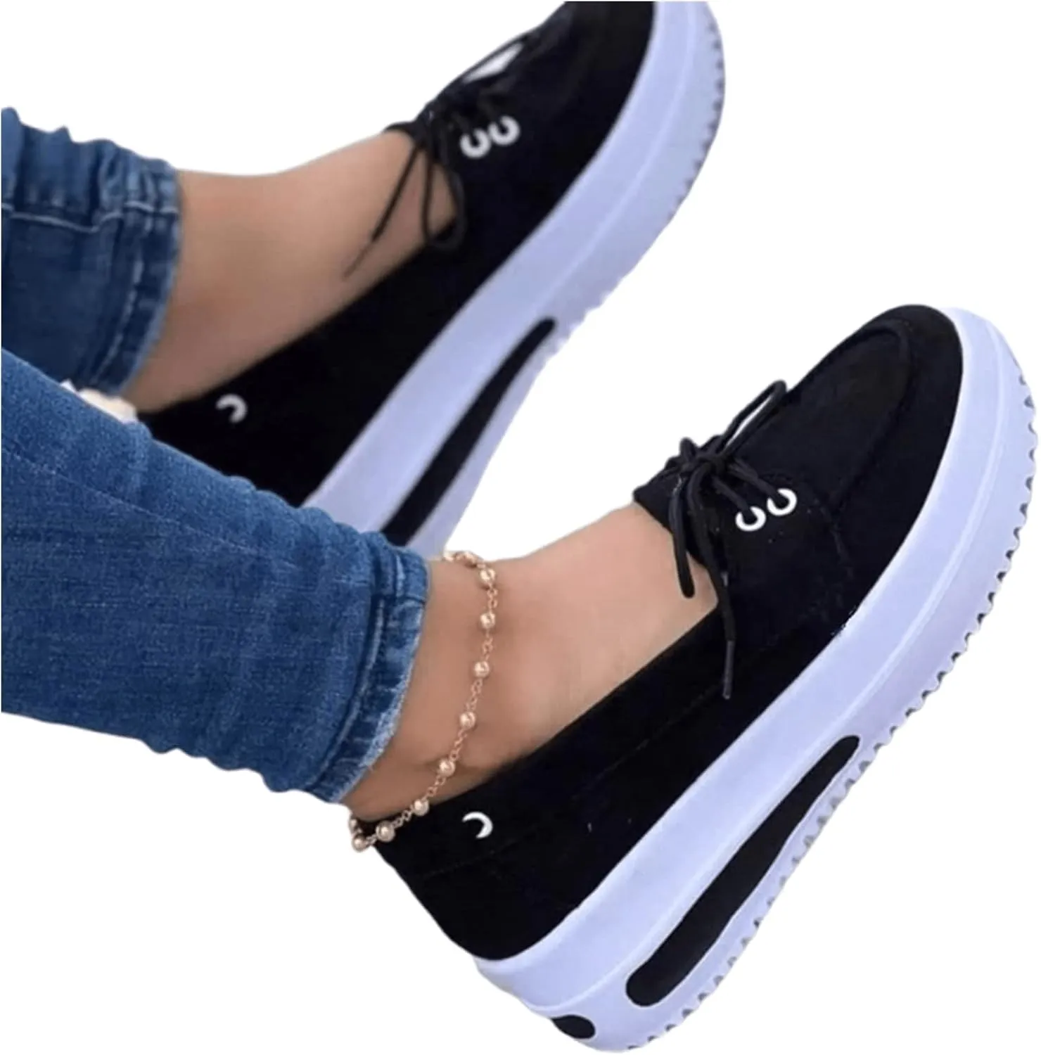 Lausiuoe Slip On Sneakers Women Memory Foam Black Womens Low Top Canvas Sneakers Casual Fashion Running Lightweight Breathable Comfortable Walking Flat Shoes Loafers