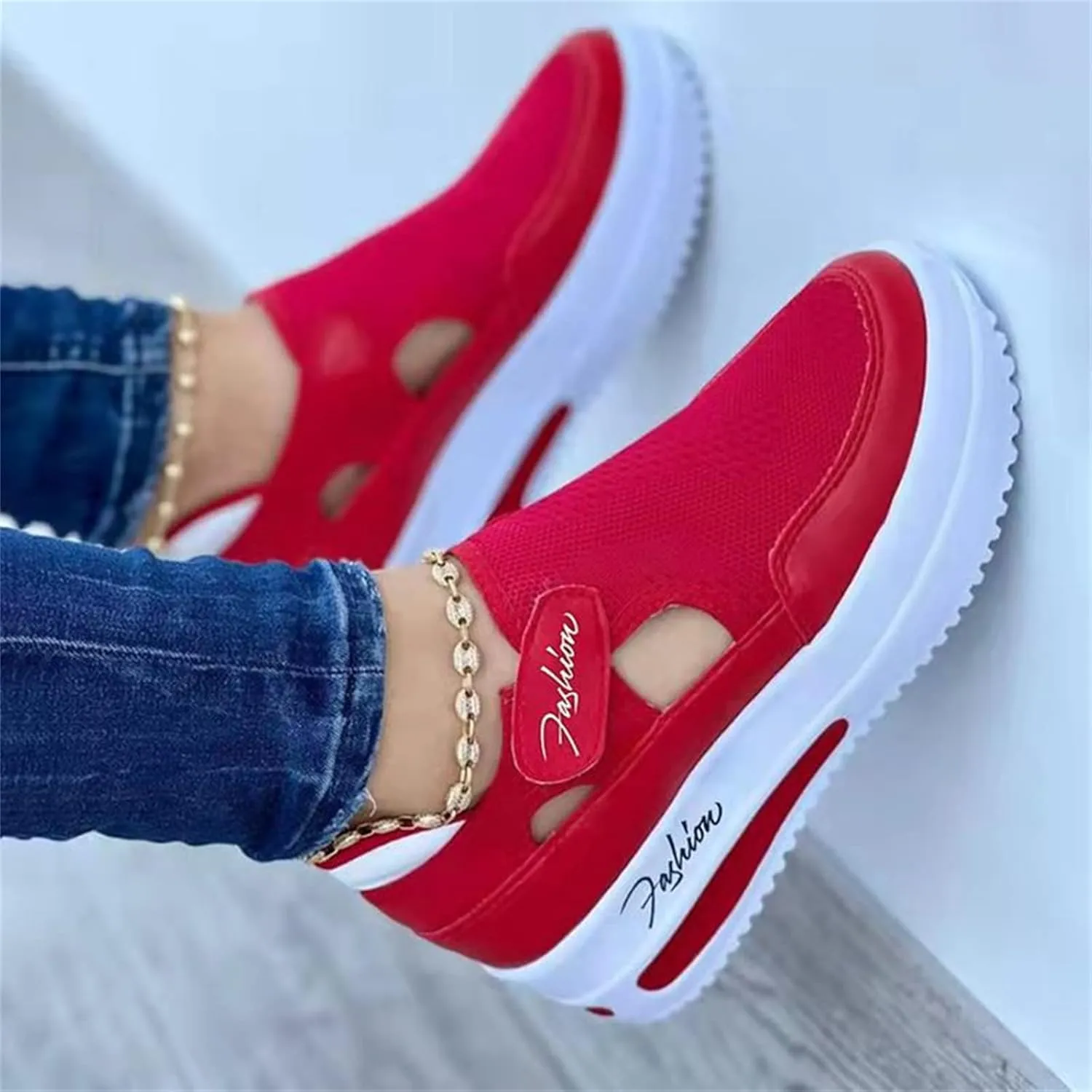 Lausiuoe Sneakers For Women Slip On Memory Foam Fashion Canvas Shoes Flat Shoes Casual Comfort Low Top Walking Loafers