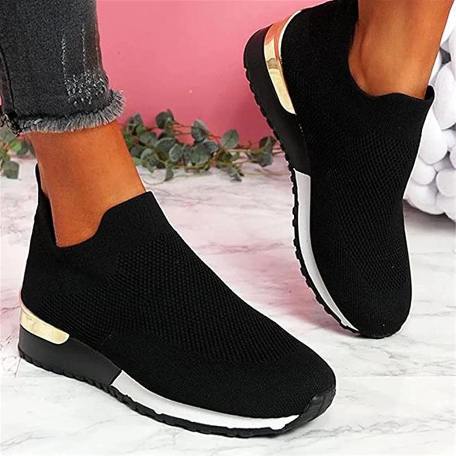 Lausiuoe Sneakers For Women Walking Shoes Comfortable Fashion Sneakers Breathable Casual Comfortable Lightweight Shoes