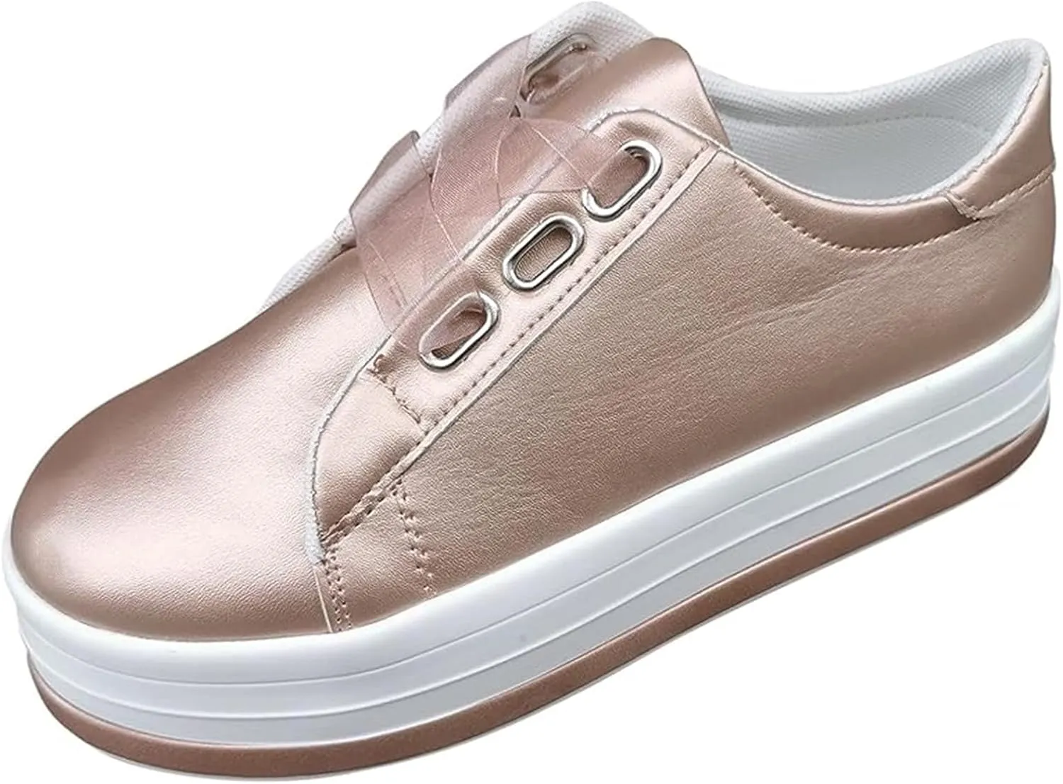 Lausiuoe Sneakers For Women Walking Shoes Comfortable Slip on Leather Shoes Low Top Non Slip Fashion Casual Flat Loafers
