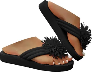 Lightweight Flip Flops for Women Women's Non Slip Casual Arch Support Flip Flops Slip On Beach Slippers