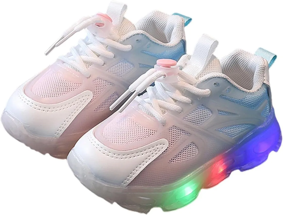 Little Boys Girls Light Up Shoes Breathable Lightweight Comfy Soft Running Trainer Tennis Sneakers for Toddler Kids