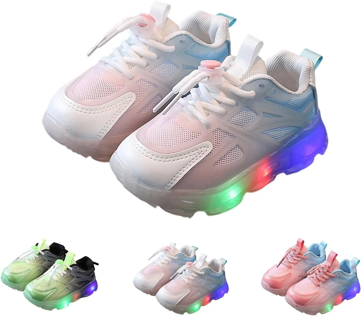 Little Boys Girls Light Up Shoes Breathable Lightweight Comfy Soft Running Trainer Tennis Sneakers for Toddler Kids