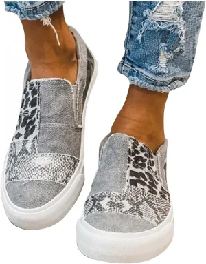Masbird Fashion Sneakers for Women Sneakers for Women Walking Shoes Womens Shoes Fashion Round Toe Comfort Slip-on Running Shoes Casual Canvas Shoes Gray