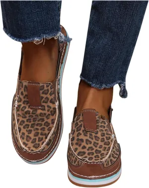 Masbird Sneakers for Women Walking Shoes Sneakers for Women Walking Shoes Casual Fashion Shoes Round Toe Loafer Lightweight Cozy Boat Shoes Slip-On Flat Shoes Brown