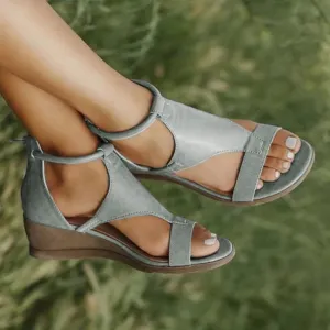 Masbird Wedge Sandals for Women Casual Summer Womens Sandals Wedges Platform High Ankle Strappy Open Toe Summer Beach Sandals