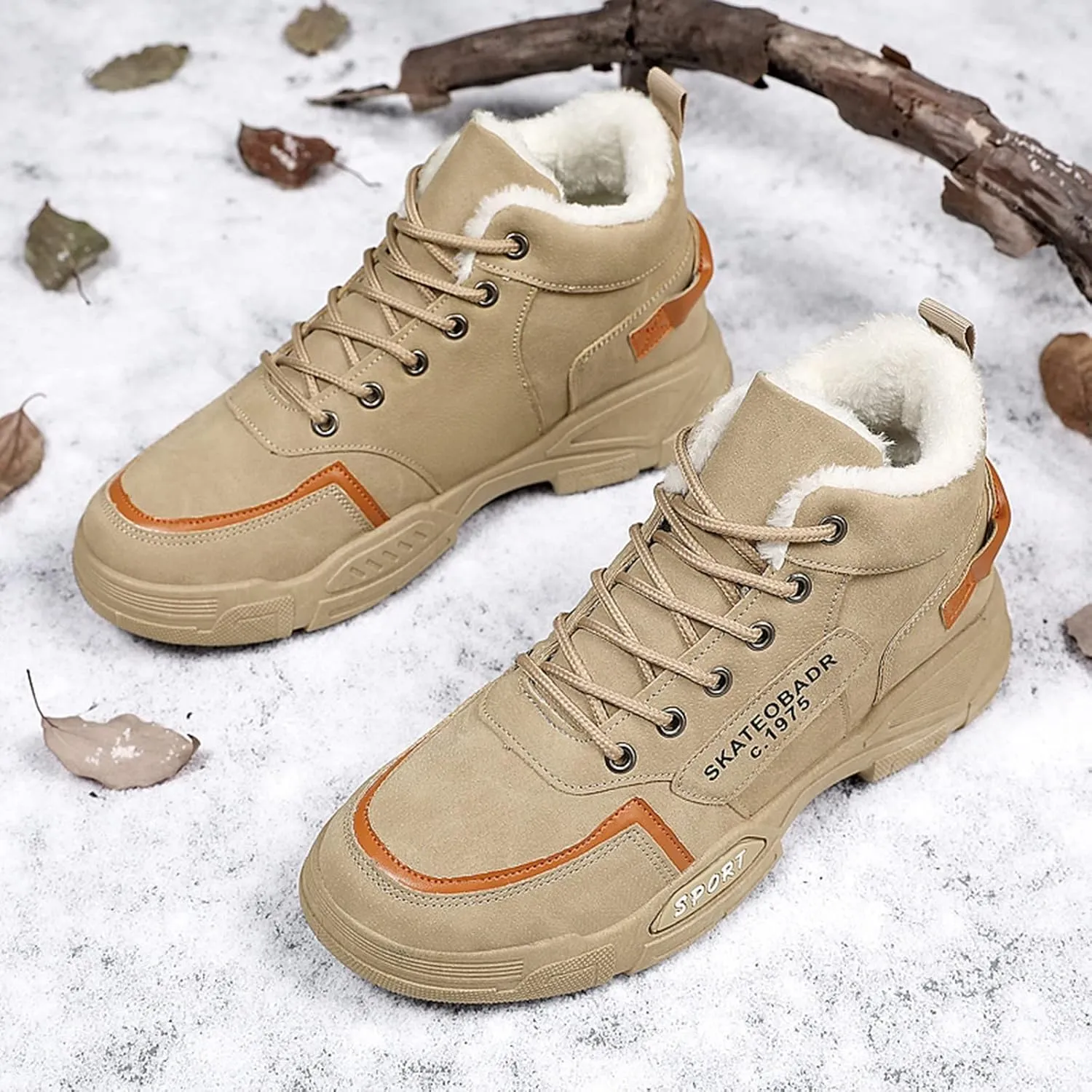 Men Slip on Walking Shoes Comfy Winter Warm Faux Furry Lined Hiking ShoesMemory Foam Breathable Mesh Fashion Sneakers Non Slip Arch Support Cushioning Athletic Running Shoes