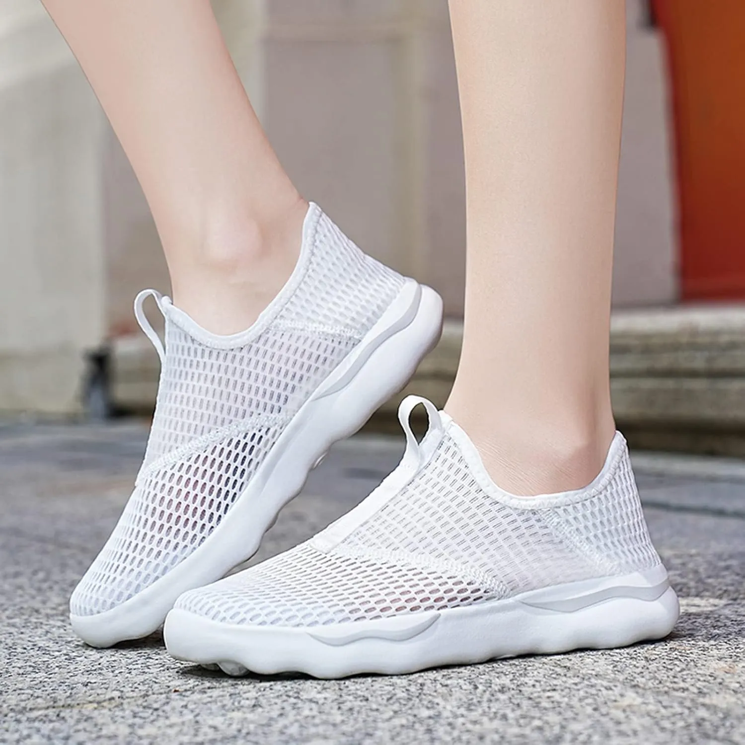 Men's Arch Support Walking Shoes Breathable Elastic Fly Woven Mesh Sneaker Fashion Lightweight Sneakers for Men