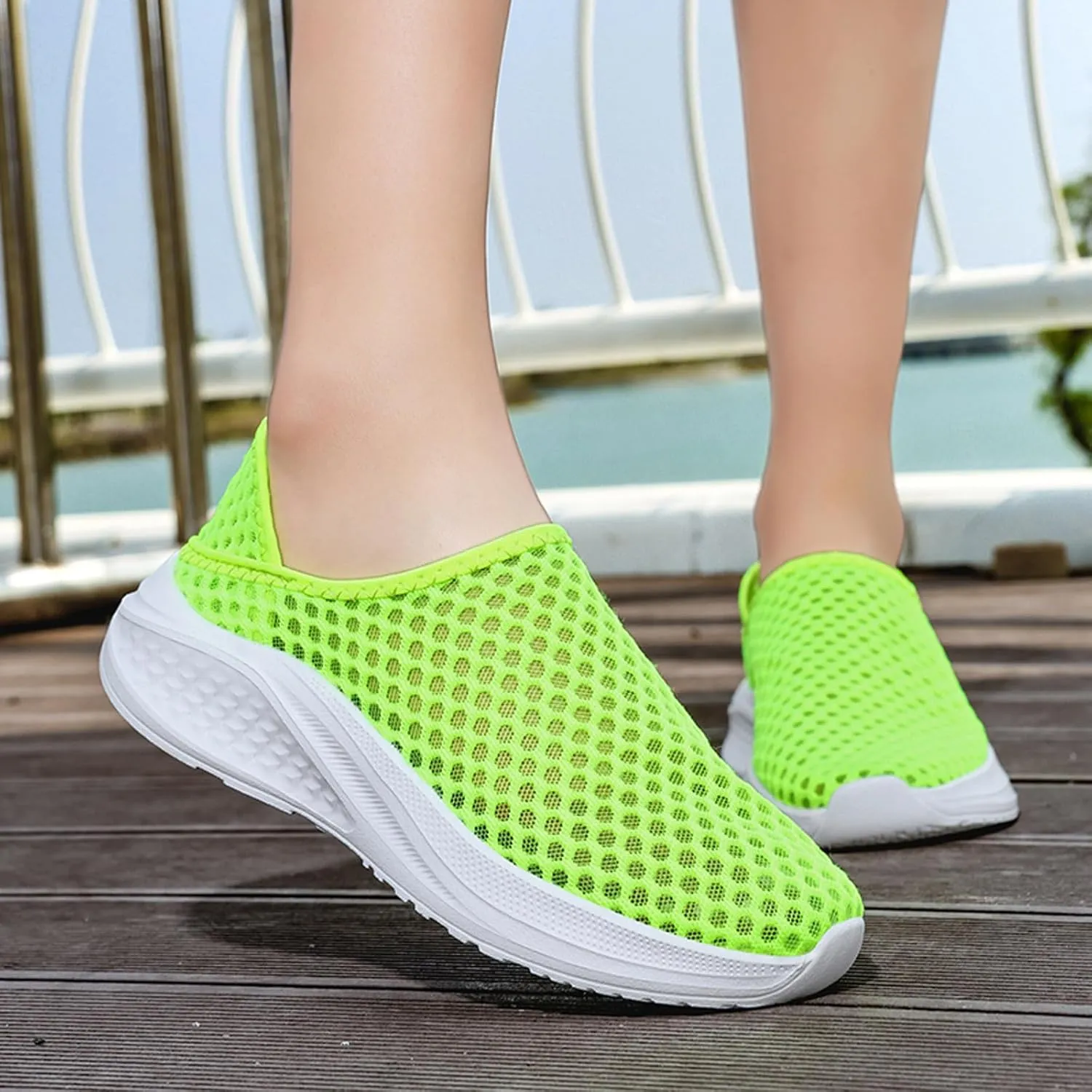 Men's Breathable Knit Sneakers Slip On Casual Shoes for Walking Running Yoga Gym Beach Comfortable Lightweight