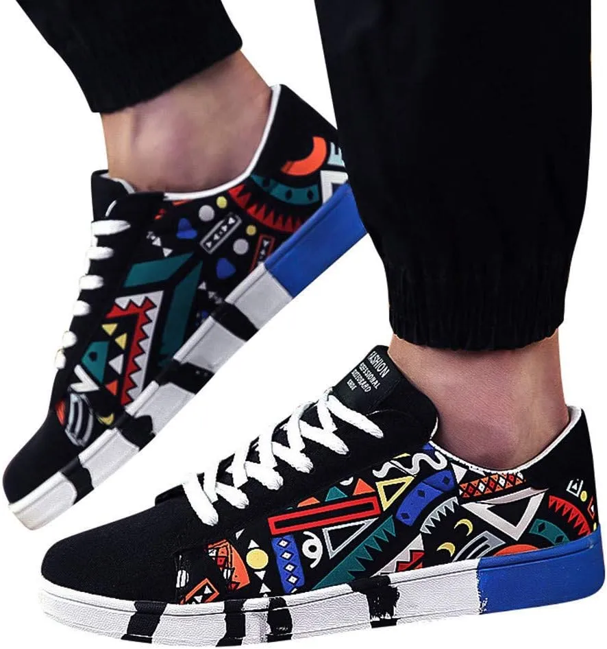 Men's Colorful Printed Walking Shoes Fashion Sneakers 2025 Low Top Summer Lace-up Breathable Closed Toe Flat Bottom Outdoor Comfortable Daily Casual Sneaker