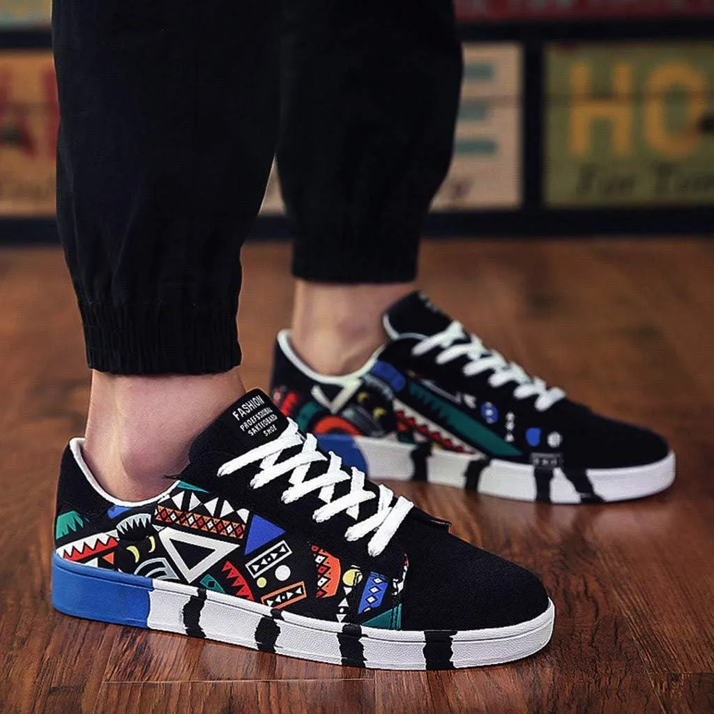 Men's Colorful Printed Walking Shoes Fashion Sneakers 2025 Low Top Summer Lace-up Breathable Closed Toe Flat Bottom Outdoor Comfortable Daily Casual Sneaker