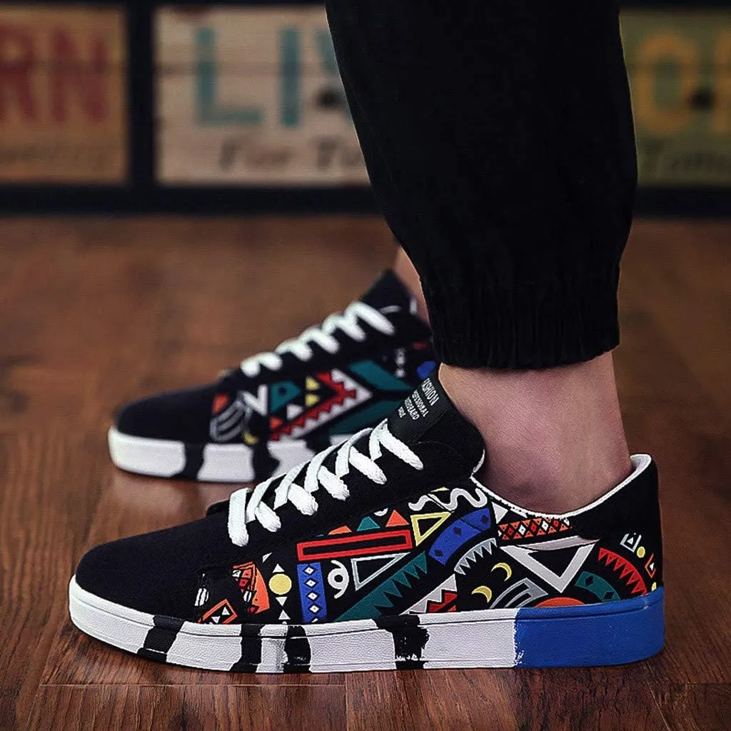 Men's Colorful Printed Walking Shoes Fashion Sneakers 2025 Low Top Summer Lace-up Breathable Closed Toe Flat Bottom Outdoor Comfortable Daily Casual Sneaker
