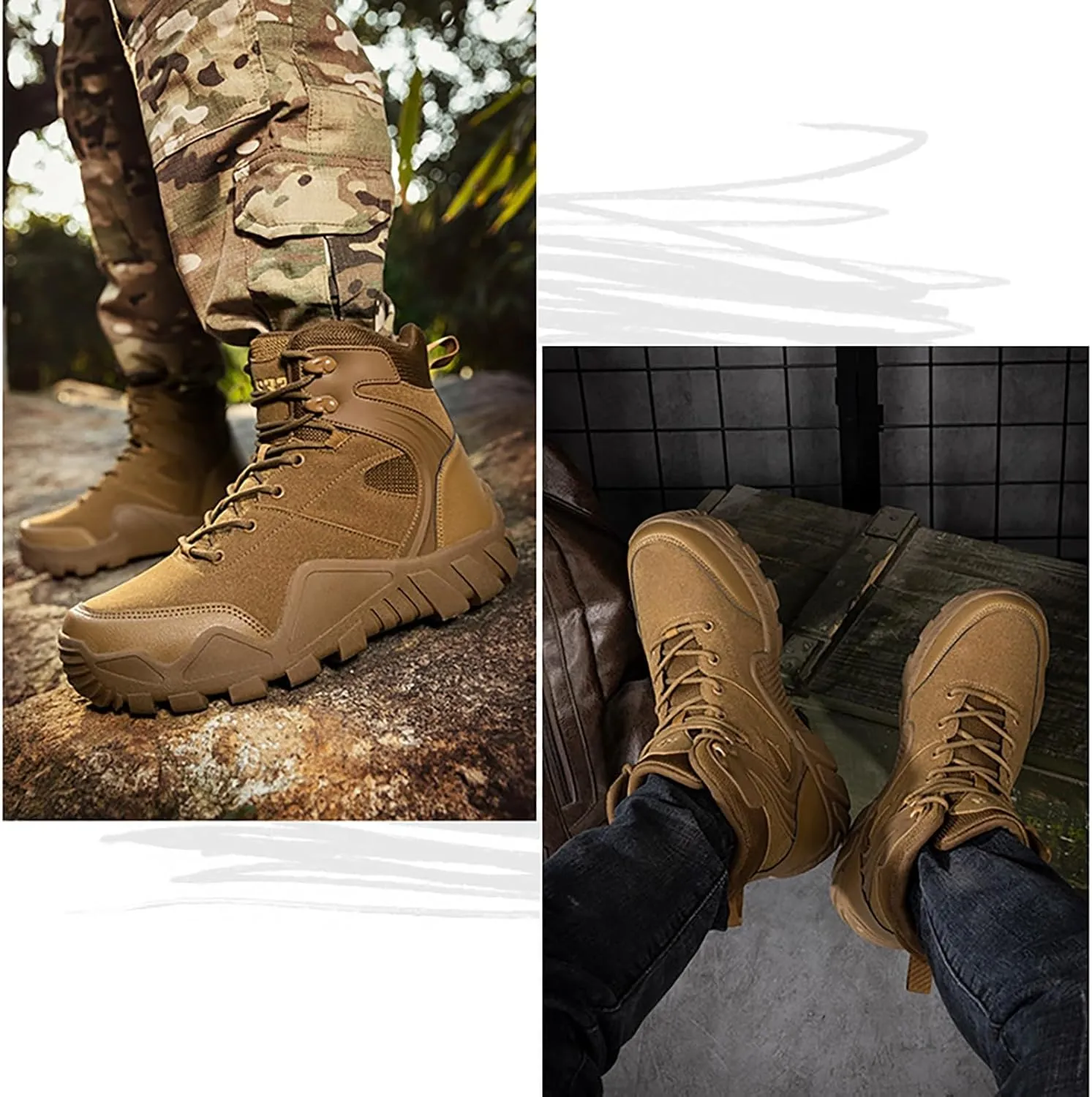 Mens Combat Boots Breathable Police Patrol Boots Lightweight Army Boots Waterproof Hiking Boots Military Tactical Boots