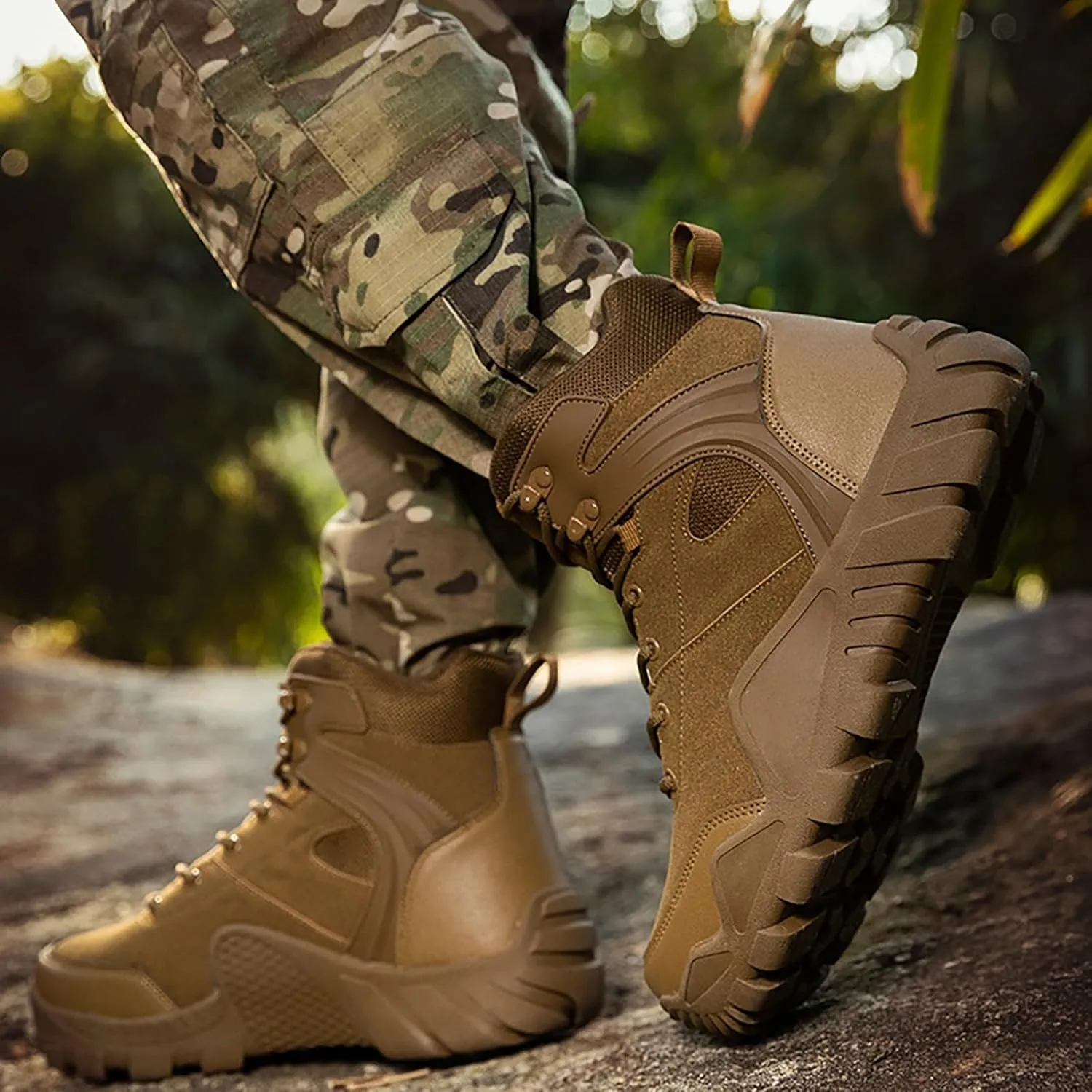 Mens Combat Boots Breathable Police Patrol Boots Lightweight Army Boots Waterproof Hiking Boots Military Tactical Boots