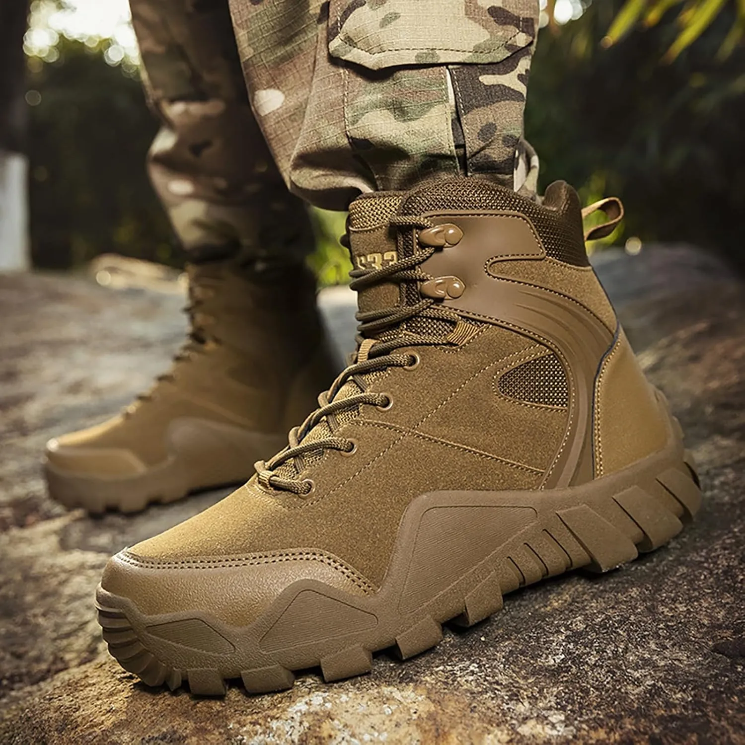 Mens Combat Boots Breathable Police Patrol Boots Lightweight Army Boots Waterproof Hiking Boots Military Tactical Boots