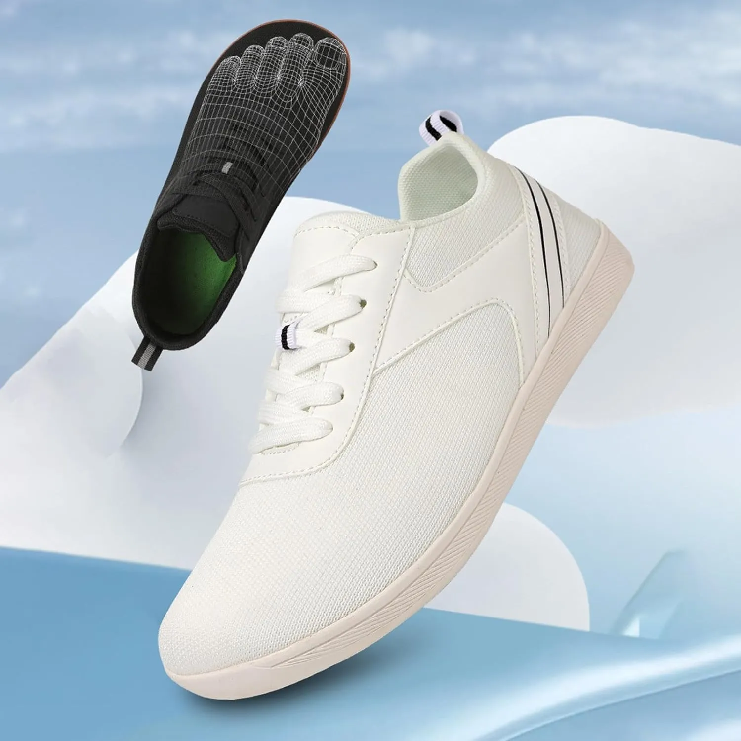 Men's Comfy Walking Shoes Fashion Sneakers 2025 Low Top Summer Lace-up Solid Color Breathable Closed Toe Barefoot Shoe Outdoor Comfortable Daily Casual Sneaker