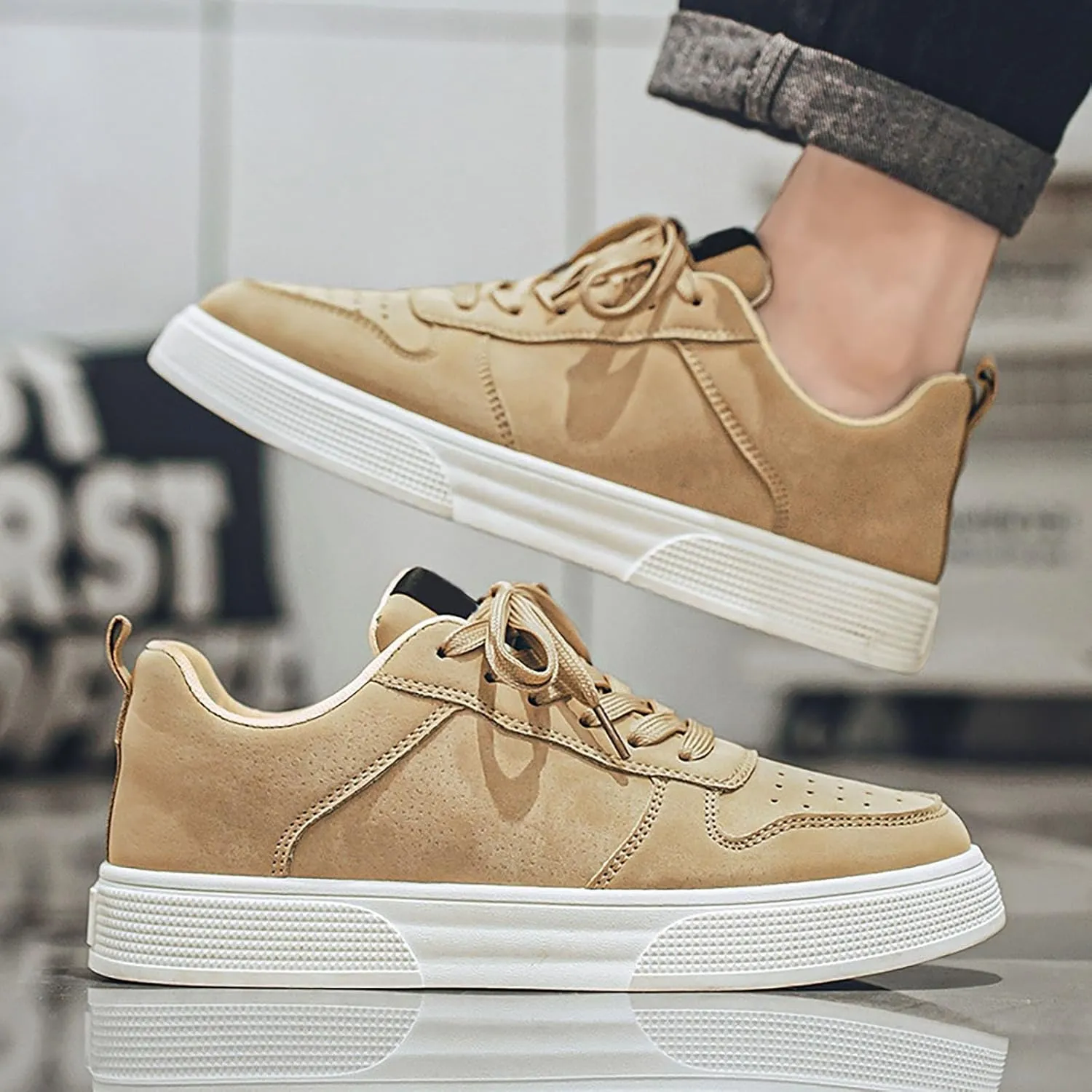 Men's Comfy Walking Shoes Fashion Sneakers 2025 Low Top Summer Lace-up Solid Color Breathable Closed Toe Flat Bottom Outdoor Comfortable Daily Casual Sneaker