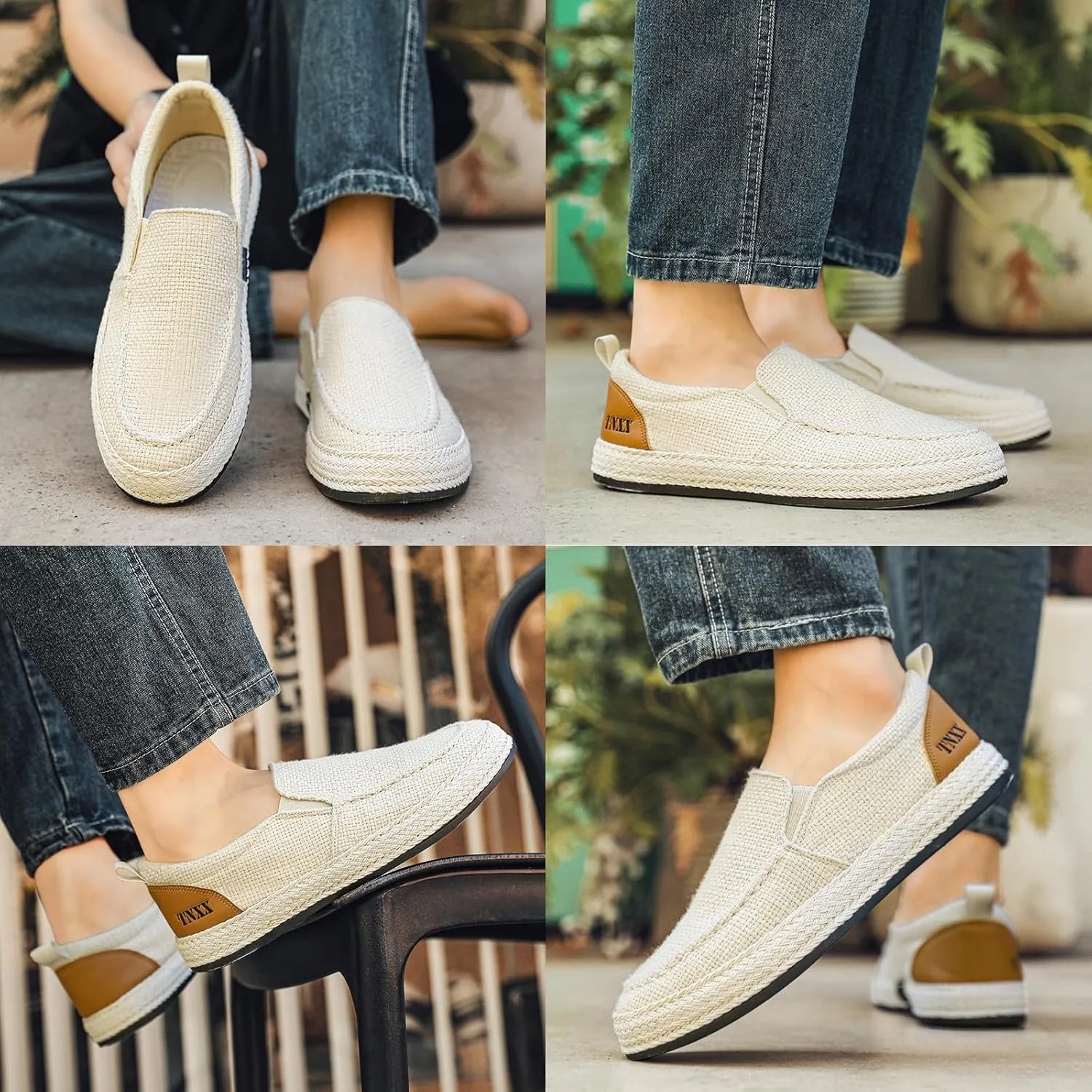 Men's Espadrille Woven Canvas Slip-on Fisherman Shoes Deck Shoes Fashion Linen Breathable Non-Slip Vintage Casual Loafer Walking Boat Shoes