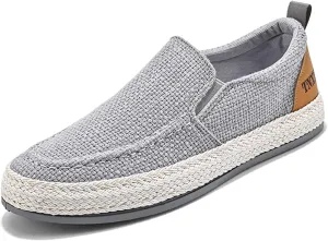 Men's Espadrille Woven Canvas Slip-on Fisherman Shoes Deck Shoes Fashion Linen Breathable Non-Slip Vintage Casual Loafer Walking Boat Shoes