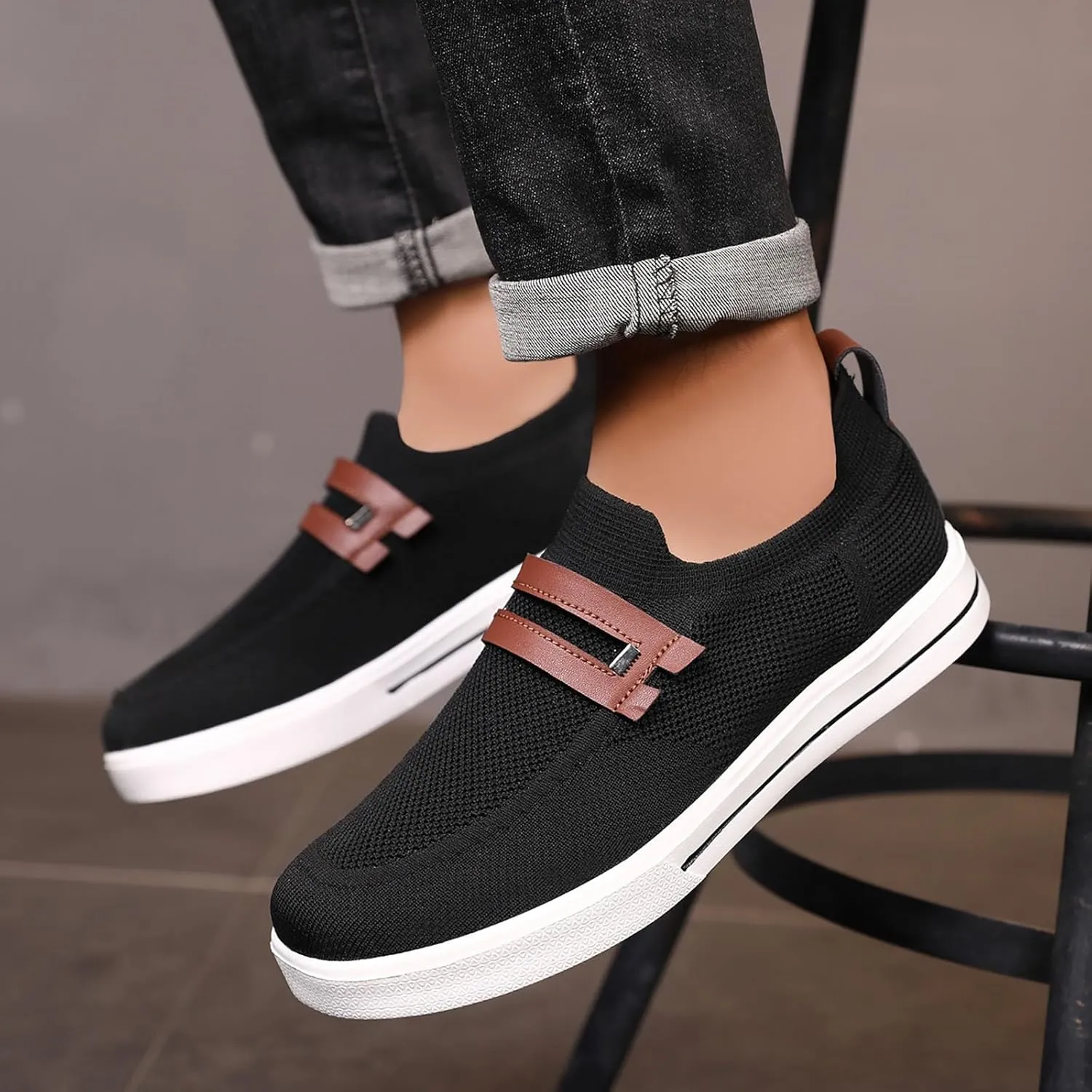 Men's Flat Walking Shoes Casual Sneakers for Men 2025 Casual Mesh Summer Slip-On Breathable Shoe Closed Toe Flatform Daily Casual Shoe