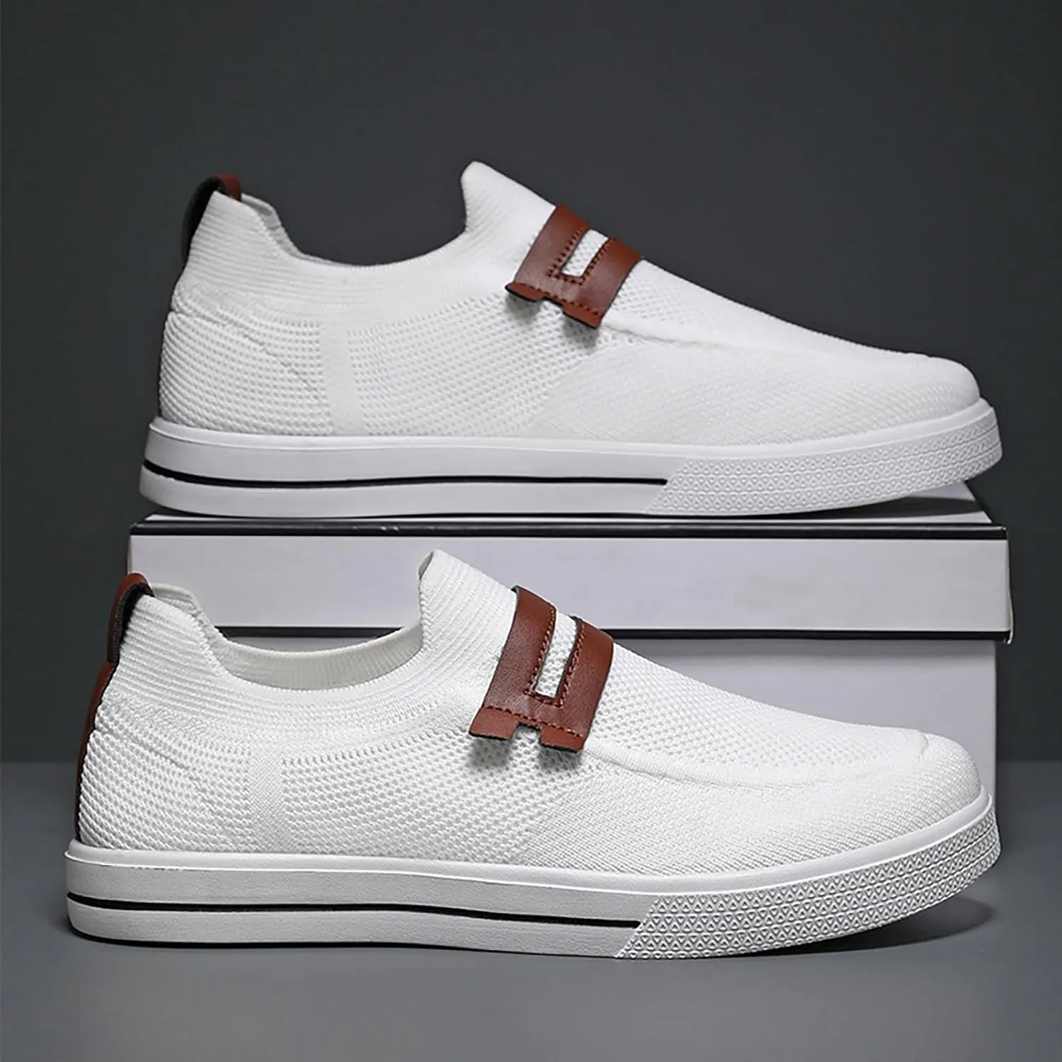 Men's Flat Walking Shoes Casual Sneakers for Men 2025 Casual Mesh Summer Slip-On Breathable Shoe Closed Toe Flatform Daily Casual Shoe
