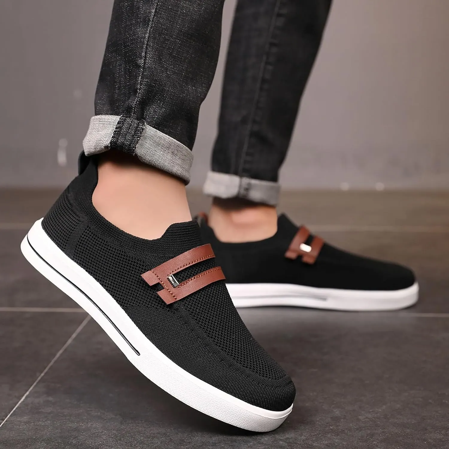 Men's Flat Walking Shoes Casual Sneakers for Men 2025 Casual Mesh Summer Slip-On Breathable Shoe Closed Toe Flatform Daily Casual Shoe