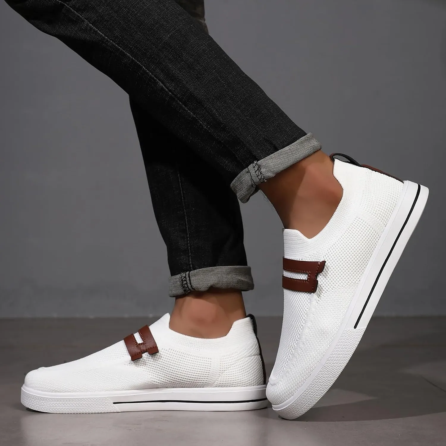 Men's Flat Walking Shoes Casual Sneakers for Men 2025 Casual Mesh Summer Slip-On Breathable Shoe Closed Toe Flatform Daily Casual Shoe