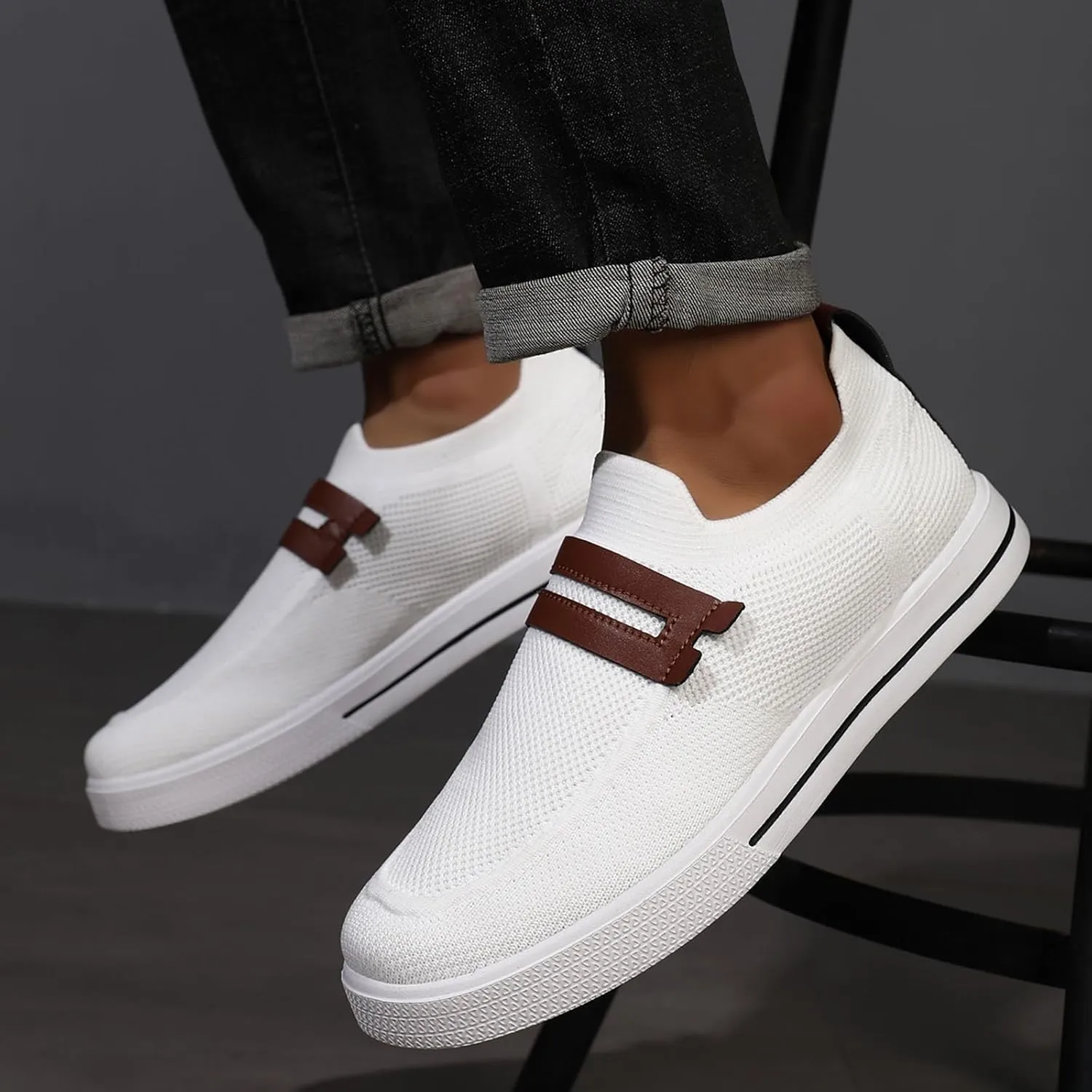 Men's Flat Walking Shoes Casual Sneakers for Men 2025 Casual Mesh Summer Slip-On Breathable Shoe Closed Toe Flatform Daily Casual Shoe