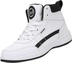 Mens High Top Sneakers Lace-up Casual Breathable Soft Walking Running Shoes Comfortable Tennis Shoes Flat Bottom Non Slip Mens Shoe for Summer Spring