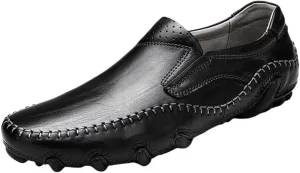 Men's Lightweight Driving Loafers – Breathable Leather Slip-Ons with Anti-Slip Sole, Flat Heel, and Comfortable Fit for Walking