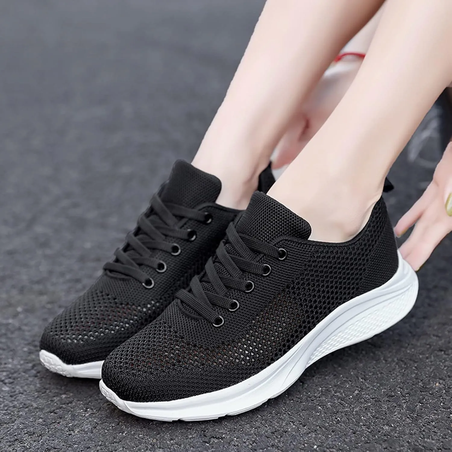 Men's Mesh Walking Shoes Fashion Sneakers 2025 Solid Color Casual Summer Lace-up Breathable Closed Toe Flat Bottom Outdoor Comfortable Daily Casual Shoe