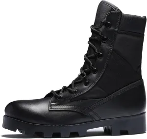 Men's Motocycle Combat Boots, Men's Plus Size Breathable Anti Slip Lace Up High Top Tactical Boots, Wear Resistant Comfortable Waterproof Hiking Boots, for Work, Security