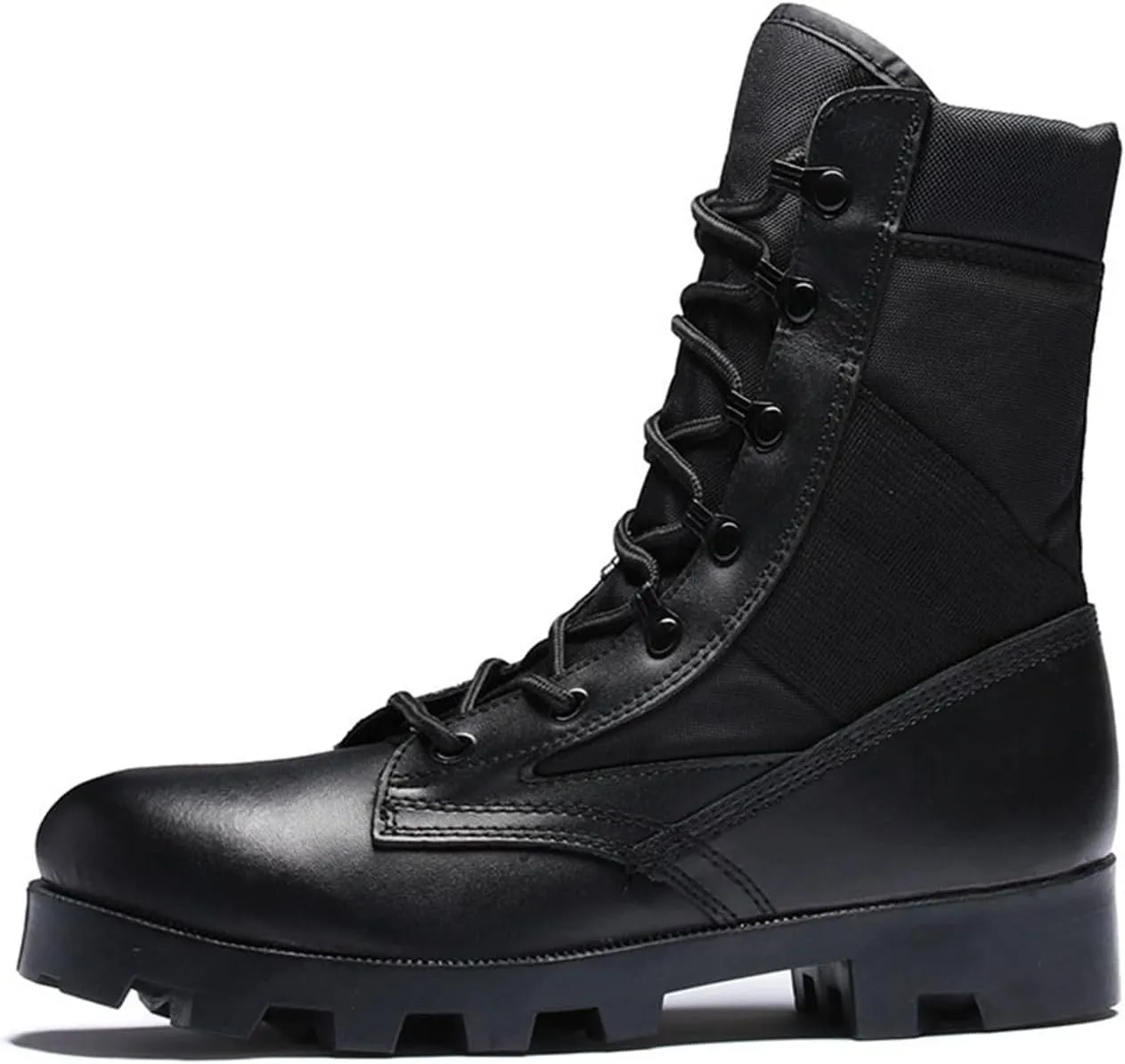 Men's Motocycle Combat Boots, Men's Plus Size Breathable Anti Slip Lace Up High Top Tactical Boots, Wear Resistant Comfortable Waterproof Hiking Boots, for Work, Security