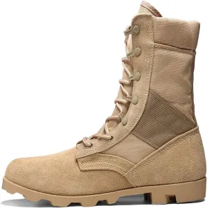 Men's Motocycle Combat Boots, Men's Plus Size Breathable Anti Slip Lace Up High Top Tactical Boots, Wear Resistant Comfortable Waterproof Hiking Boots, for Work, Security