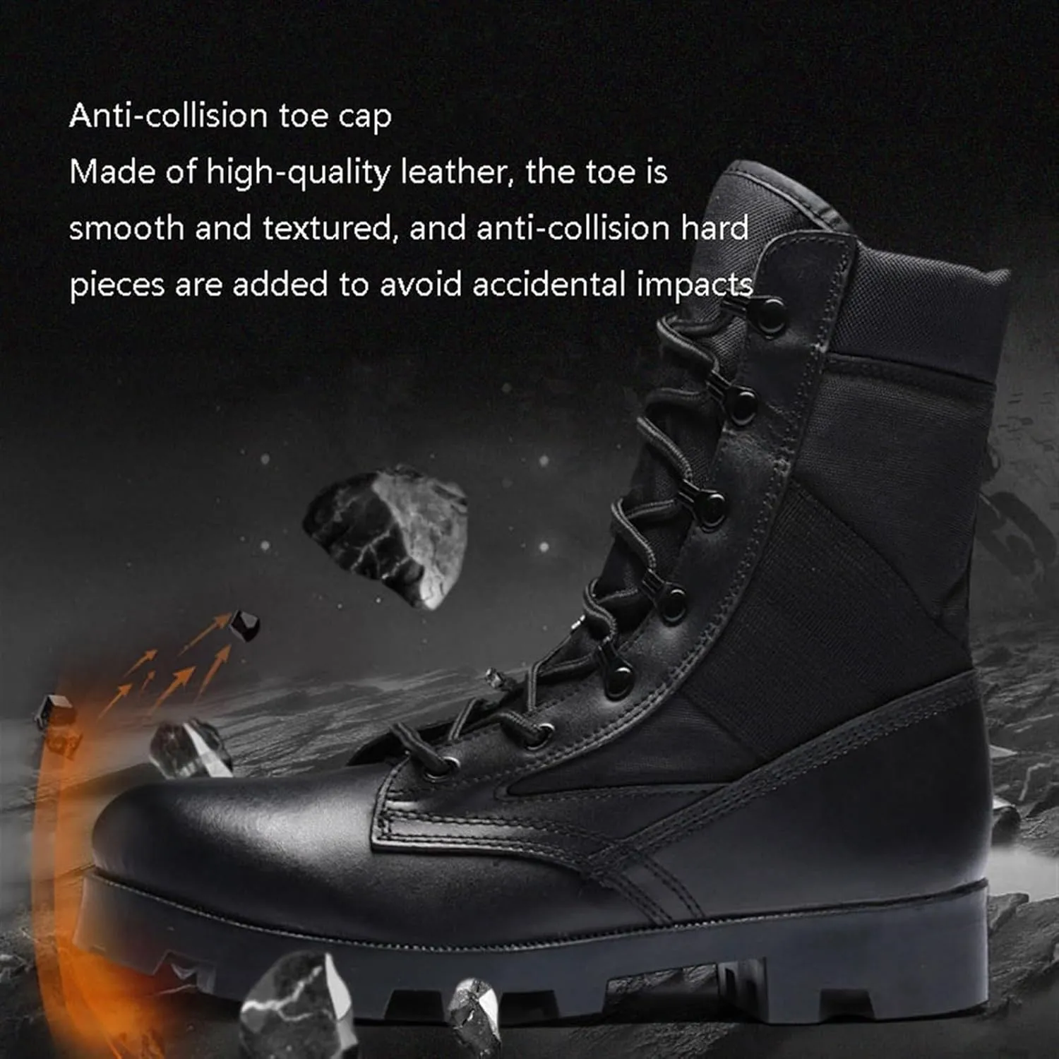 Men's Motocycle Combat Boots, Men's Plus Size Breathable Anti Slip Lace Up High Top Tactical Boots, Wear Resistant Comfortable Waterproof Hiking Boots, for Work, Security