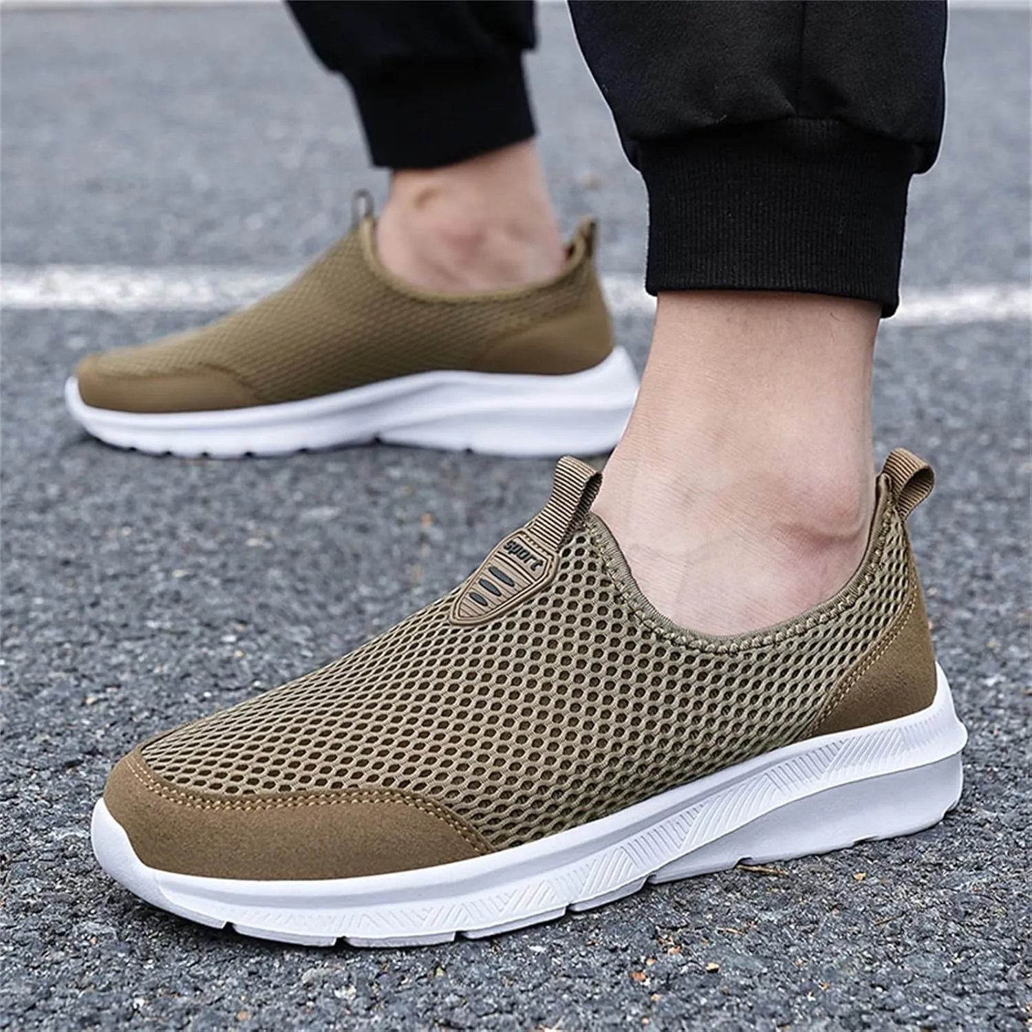 Men's Orthopedic Walking Shoes Air-Cushion Sneakers for Men 2025 Casual Mesh Summer Slip-On Breathable Shoe Closed Toe Solid Color Sneaker with Arch-Support