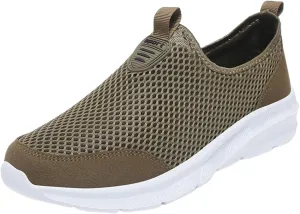 Men's Orthopedic Walking Shoes Air-Cushion Sneakers for Men 2025 Casual Mesh Summer Slip-On Breathable Shoe Closed Toe Solid Color Sneaker with Arch-Support