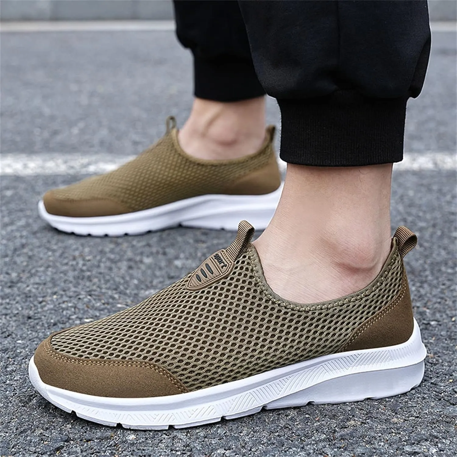 Men's Orthopedic Walking Shoes Air-Cushion Sneakers for Men 2025 Casual Mesh Summer Slip-On Breathable Shoe Closed Toe Solid Color Sneaker with Arch-Support